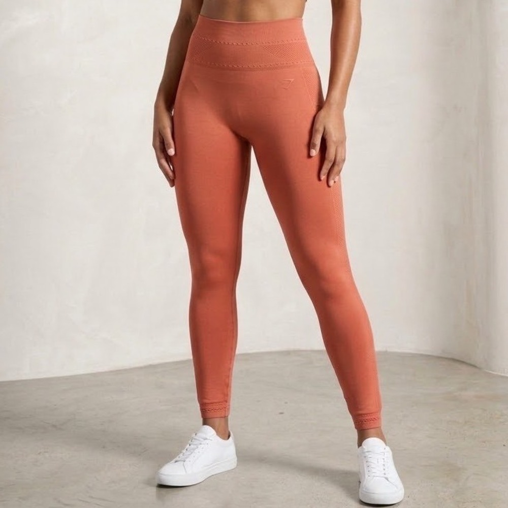 Gymshark Energy+ Seamless Leggings High Waisted Coral Peach Small Clean Girl Gym